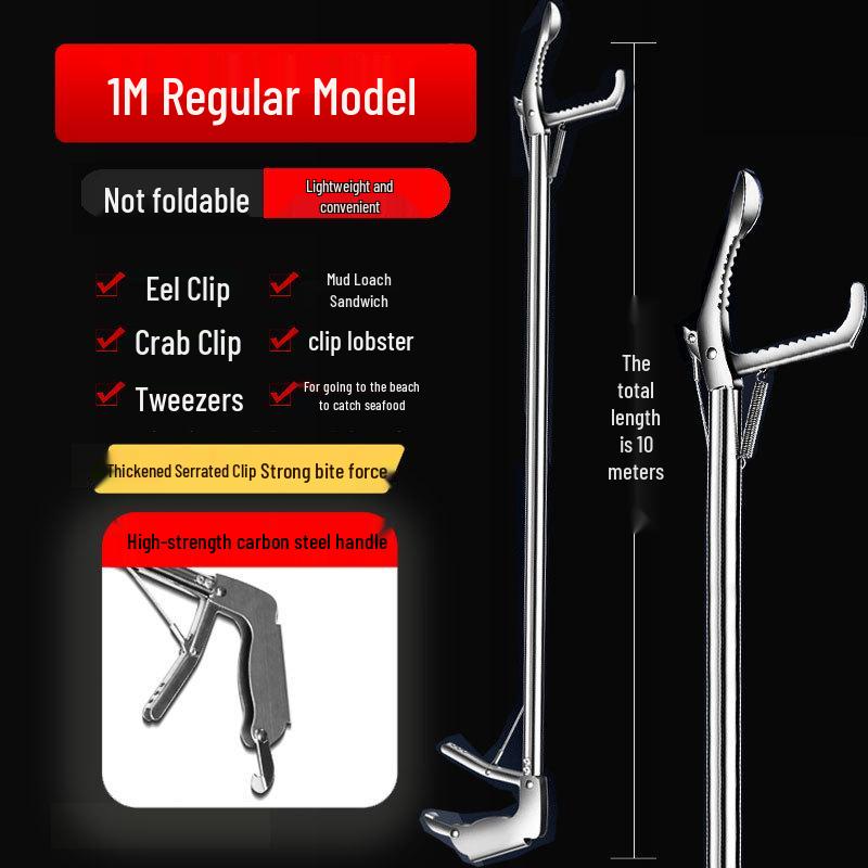 Telescopic Anti-Bite Stainless Steel Hook Pliers for Outdoor Use – Grabber & Beach Combing Tool.