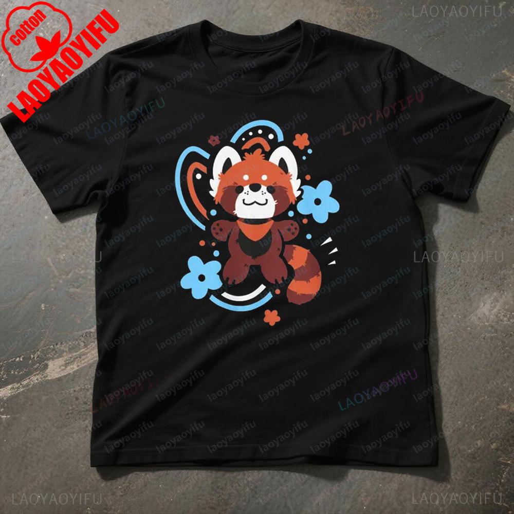 Fluffy Adventurers Red Panda Tshirt Cute Furry Apparel Lesser Panda Cartoon Printed Shirt Furry Lover Gift Tee Men Women Tops