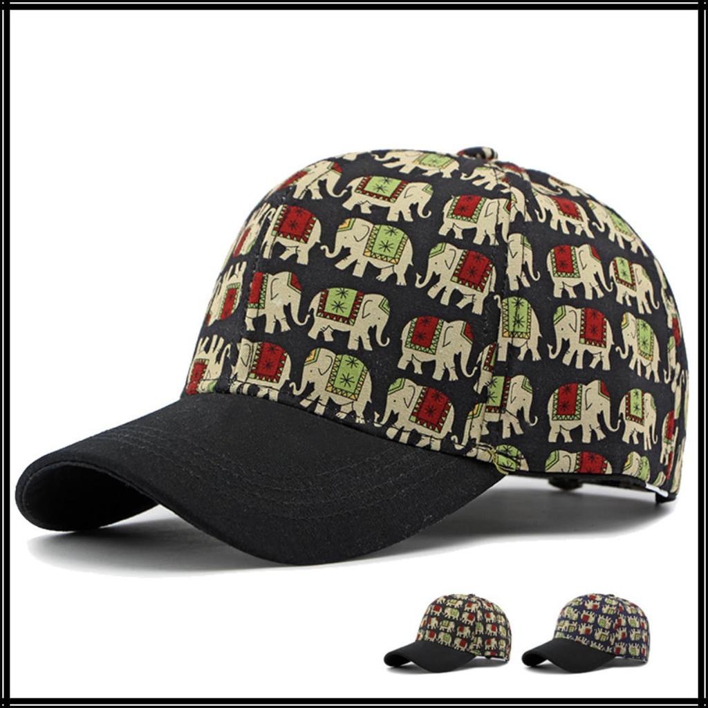 Elefantenprint Ethnisch Lässig CZA256 [Weißer Zahn] Kappe, Design, Hut, Herren, Damen, (Schwarz)