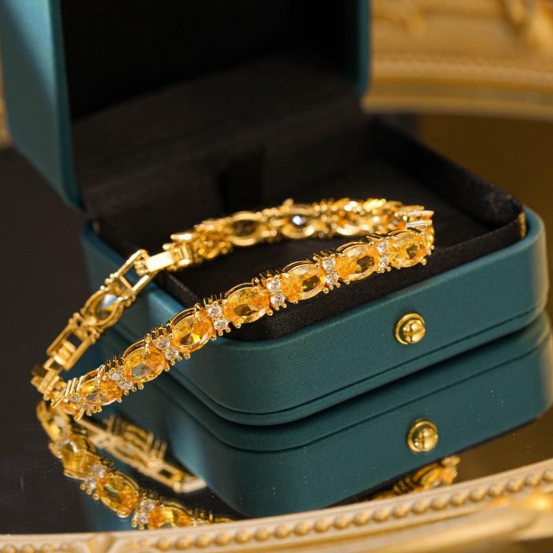 Colorful Geometric Zircon Crystal Bracelet Women Men Minimalist Fashion Jewelry Electroplated Non-Fade