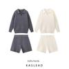 Kaslead New Arrival Women's Clothing Fashion Style Fashion Minimalist Casual Knitting Long Sleeves Tops Shorts Suit