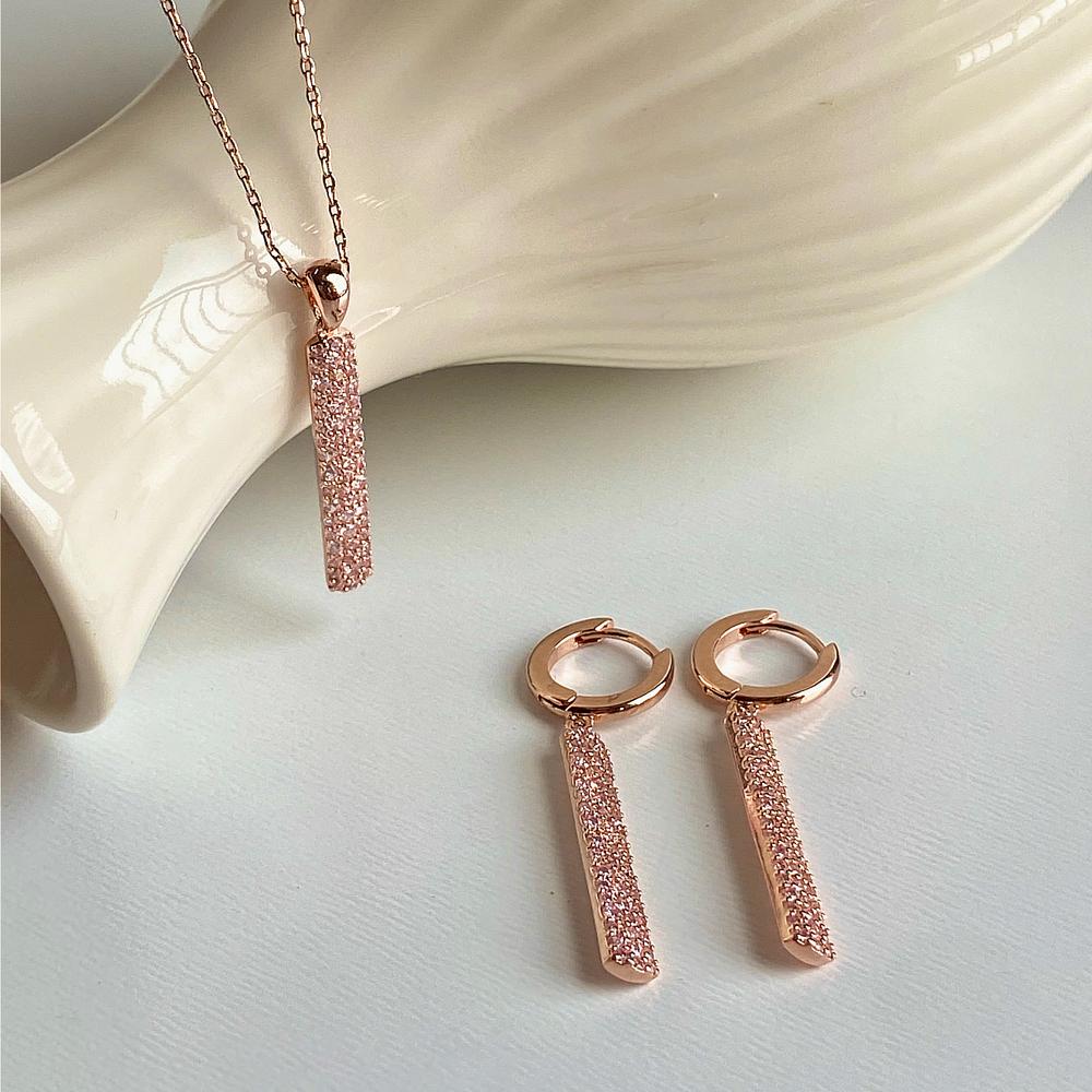 Monograph Piper Necklace Mgnl0398 14K Gold Plated (Rose Gold + Pink Cubic)