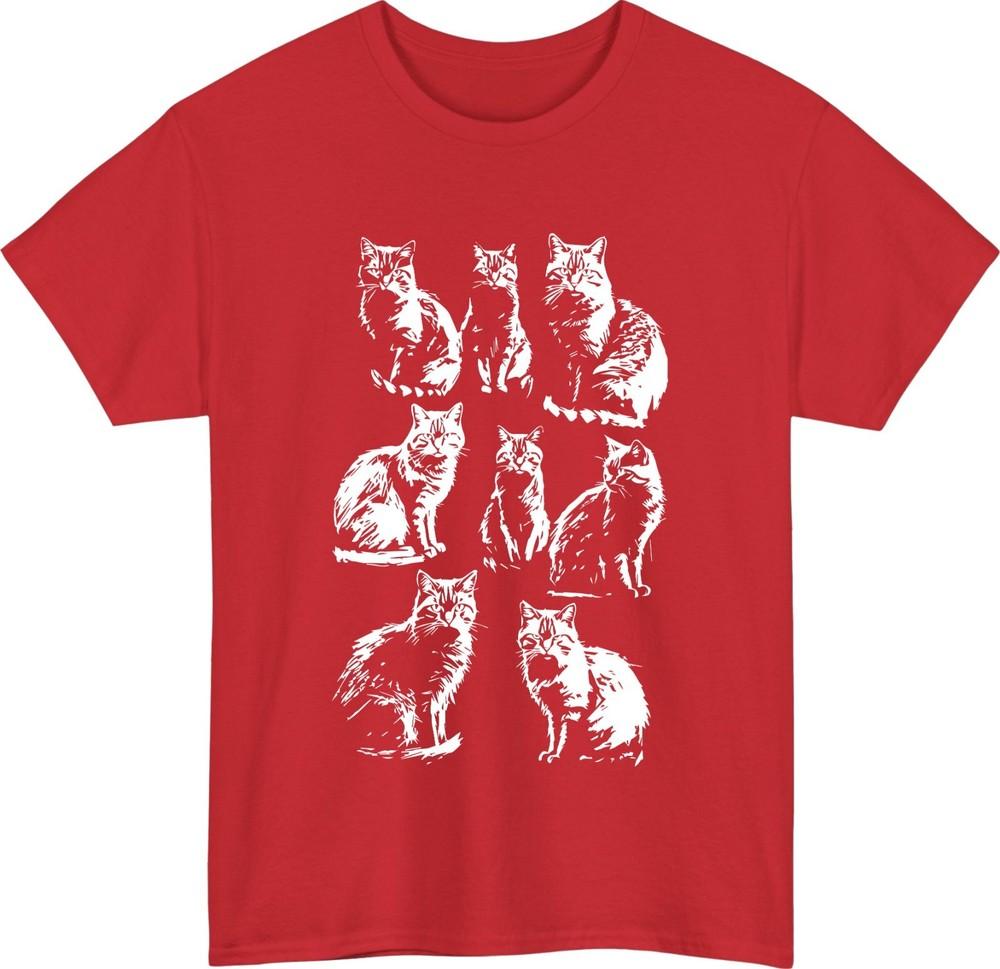 Vintage cat collection tshirt cottagecore engraving retro 90s feline gift top S