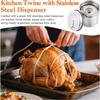For Kitchen Stainless Steel Cotton Twine Holder with 2 Rolls 65 Meter Cooking String for Herb and Meat Binding