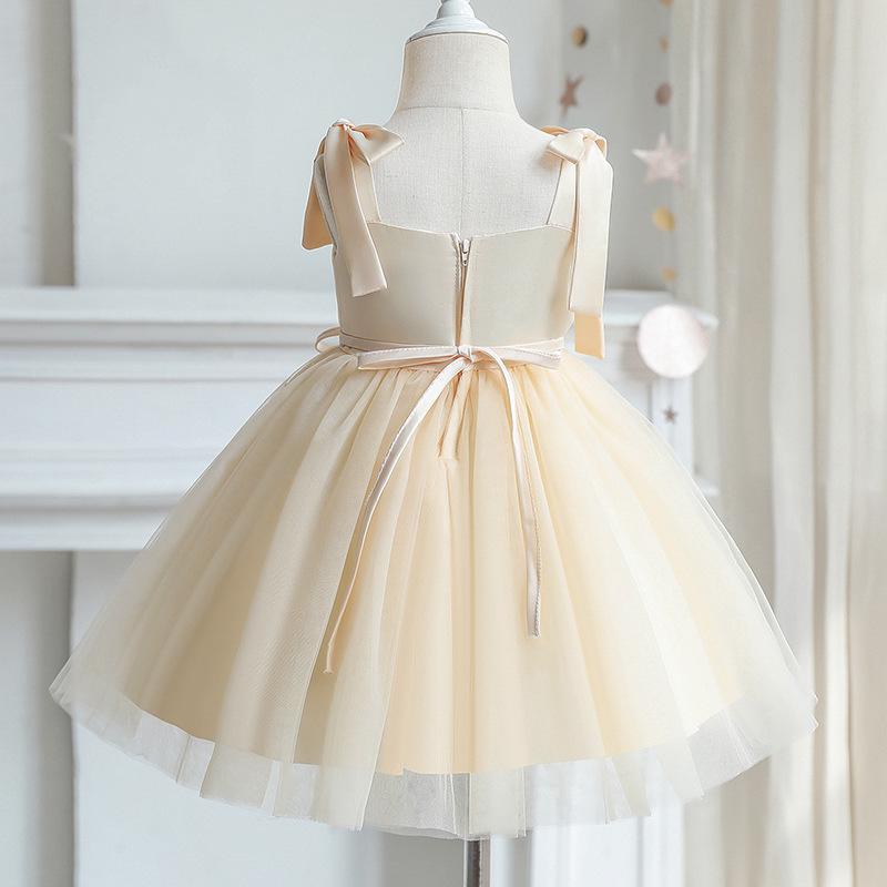 Mädchenmode Süßes Kleid Sommer Kinder Prinzessinnenkleid Neckholderkleid Netz Zottelkleid Klavieraufführungskleid