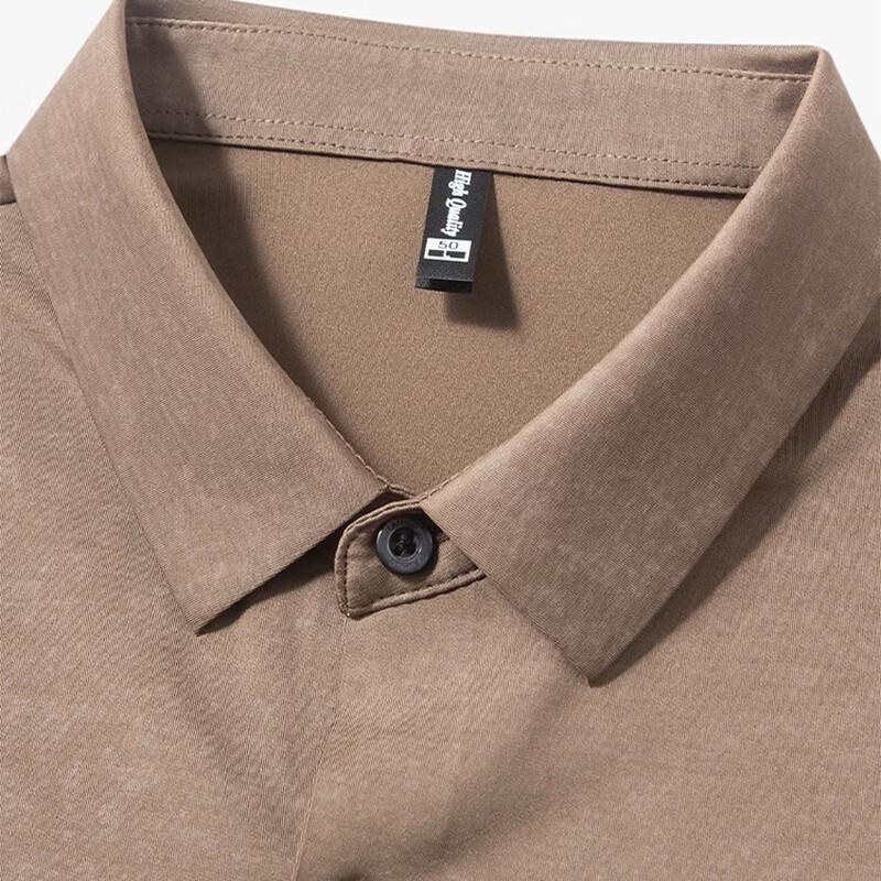 Golden Chrysanthemum Men's Short Sleeve Ice Silk Wrinkle-Free Shirt