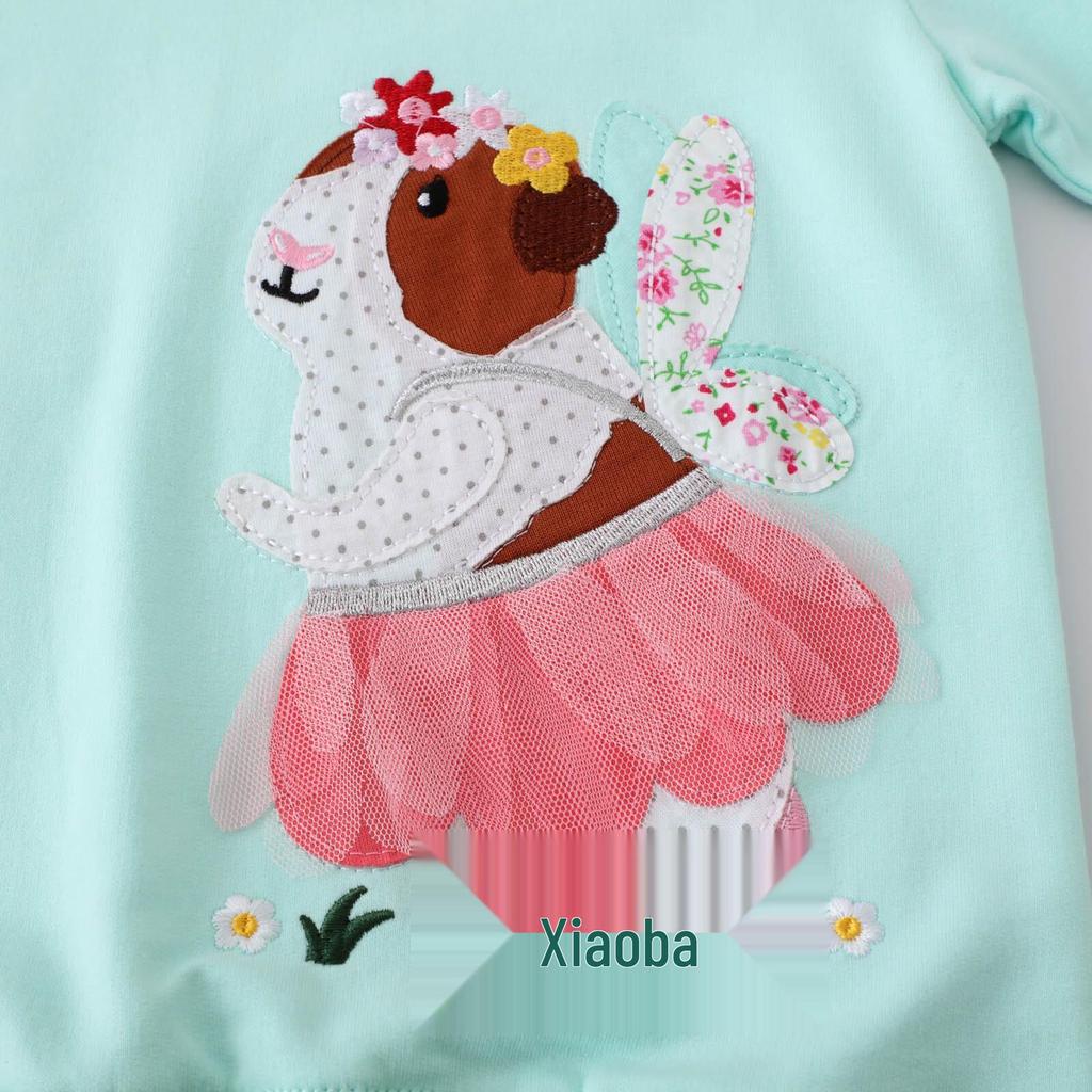 2025 Spring/Autumn Girls' Cartoon Cotton Sweatshirt with Round Neck