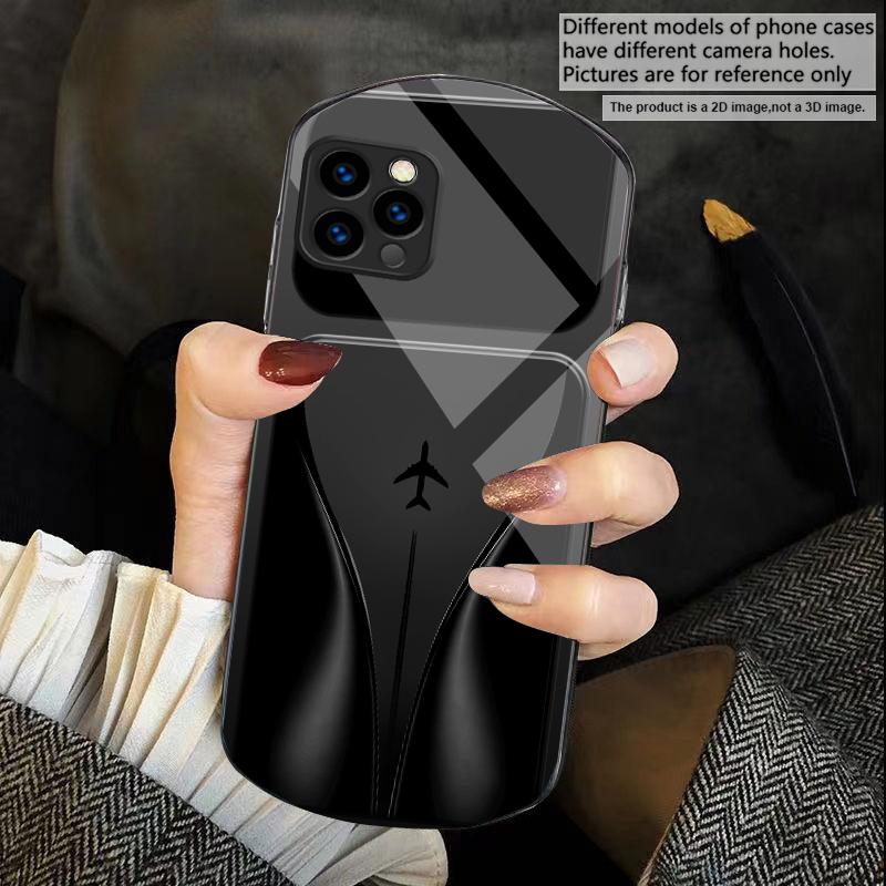 Aircraft in gradual flight For iPhone 17 16 15 14 Pro 13 Plus 12 mini 11 Pro Max XR X S 7 8 Elliptical Tempered Glass Phone Case