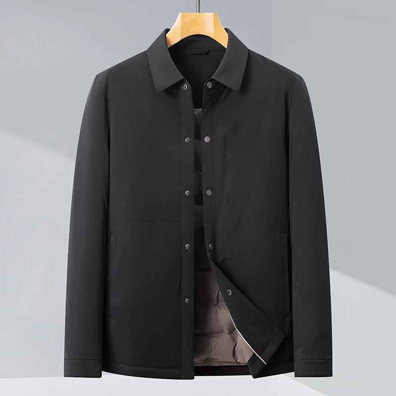 Men's Premium Lightweight Winter Goose Down Jacket with Turn-Down Collar - Mid-Age Business Casual Outerwear