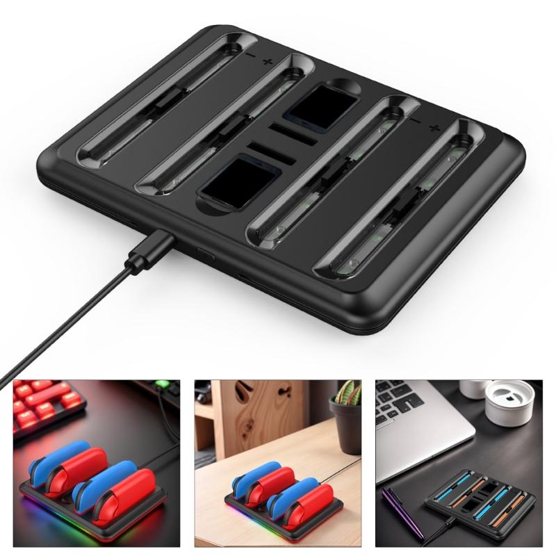 4 Port Charging Dock For Game Controller USB C Power Delivery Cable Charging Docking Station Stand with LED Light