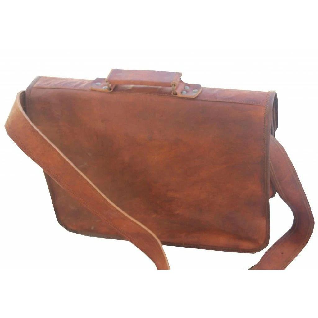 Vintage Leather Tote Men Briefcase Laptop Travel Case Messenger Shoulder Bag