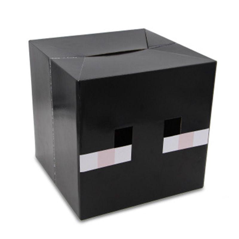 Minecraft Cardboard Head Cover Box Featuring Iconic Steve Creeper Enderman Design For Kids' Cosplay