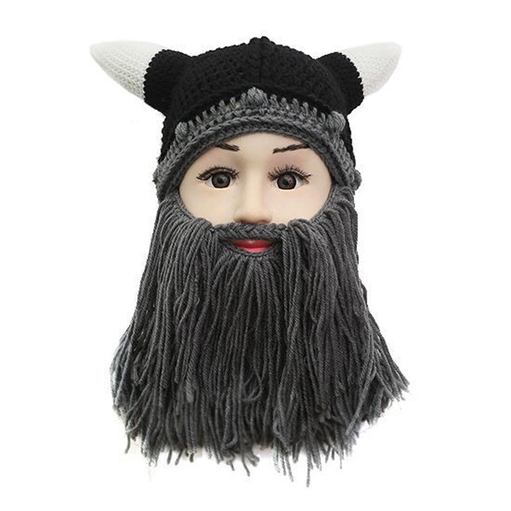 2 PCS Funny Knit Beard Mustache Beanie Hat Winter Fall for Parent-Child Cosplay