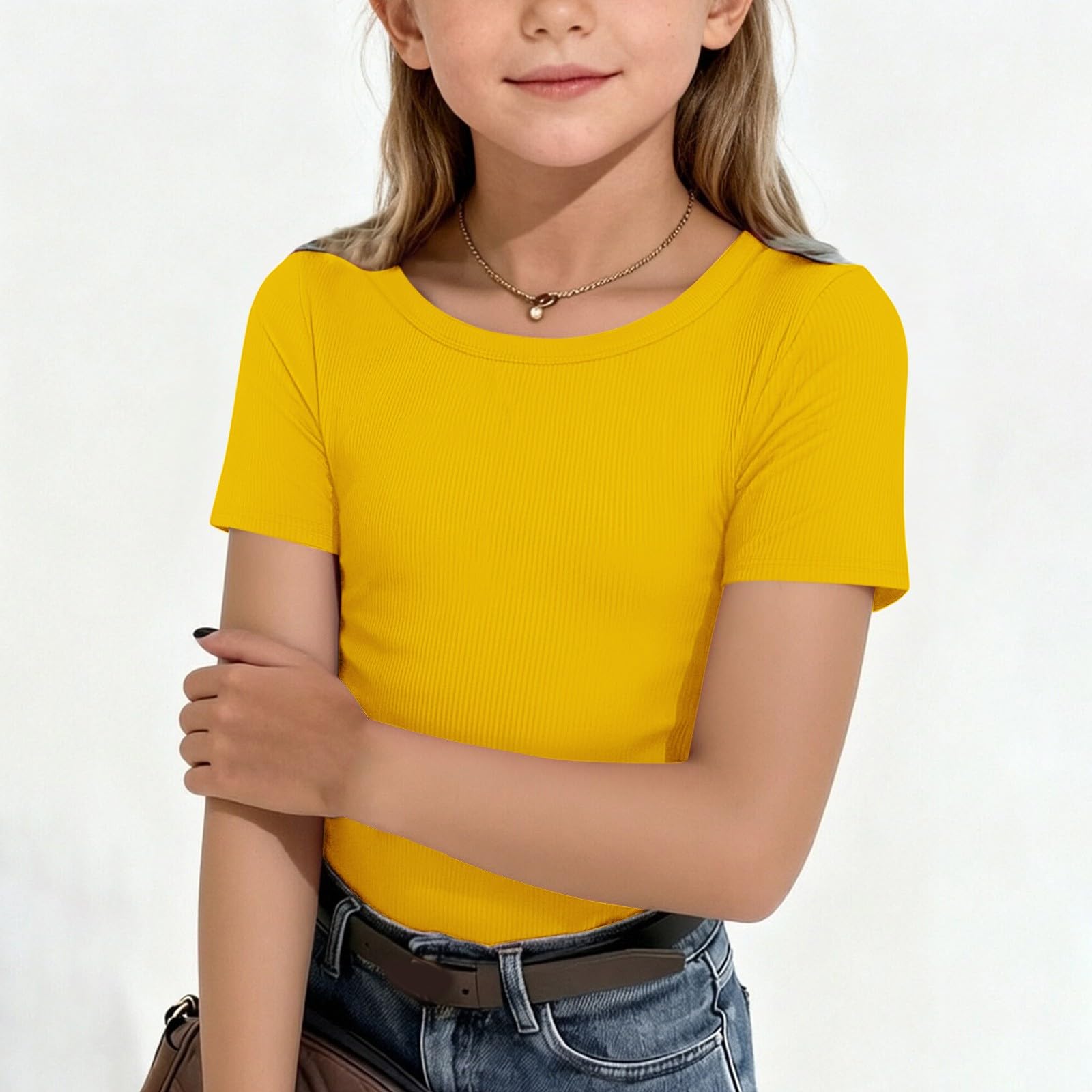 

Children s Striped Knit Short-Sleeve Fitted T-Shirt 160 жовтий