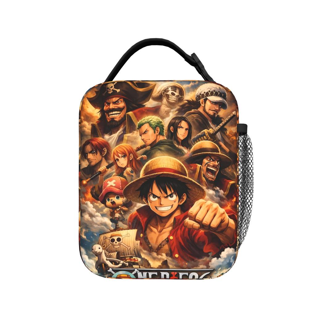 Lunch Bag Classic Luffy Epic Poster One Piece Travel Lunch Box For Child Casual Portable Print Thermal Tote Handbags