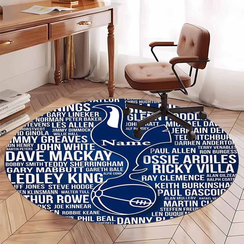 Custom Name Tottenham Hotspur Printed Round Rug Carpet Chair Rug Area Rug Entryway Doormats,for Office Chair Living Room Bedroom Kitchen Room.