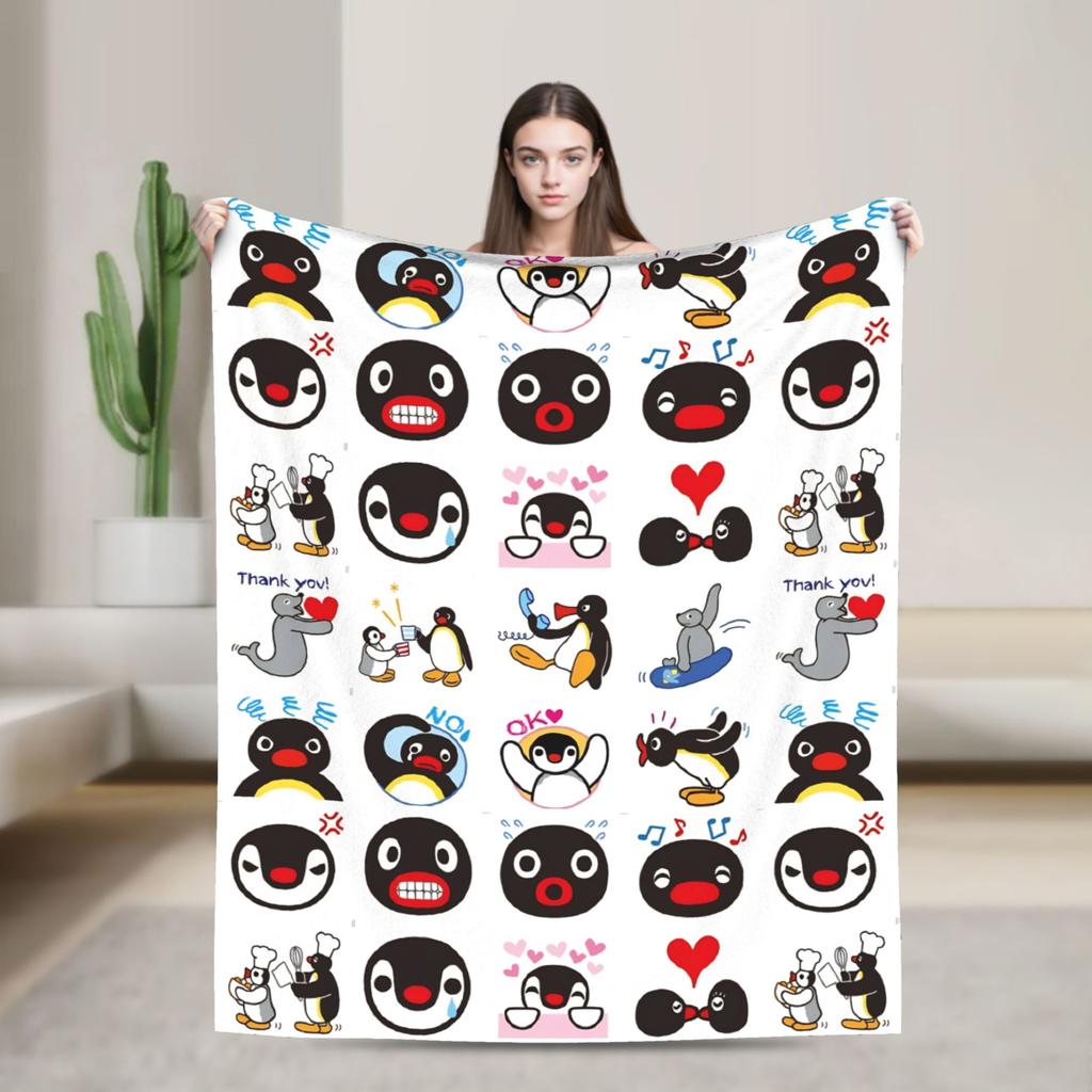 Cute Pingu Penguin Blankets Quality Warm Throw Blanket Spring Decorative Living Room Fashion Bedspread