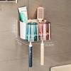 [No-Drill] Wall-Mounted Toothbrush Holder Set - No-Drill, Space-Saving, Transparent - Bathroom Organizer for Toothpaste & Brushes