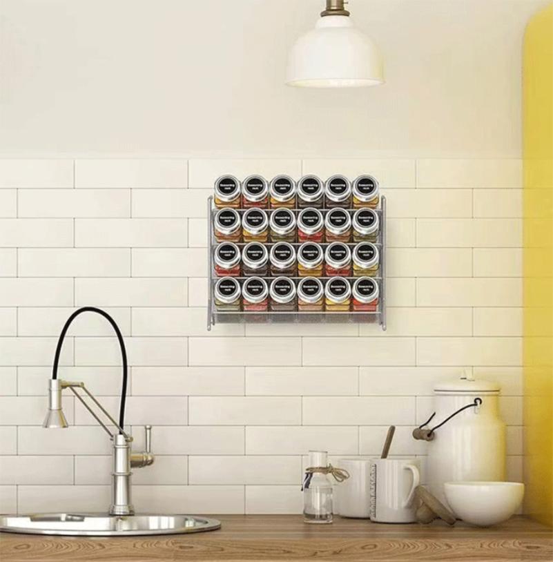 Kitchen Spice Rack 4 Tier Spice Organizer Carbon Steel Wall Shelf without Spice Jars for Cabinet Kitchen Pantry Organizer Shelf
