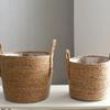 Woven Flower Pot Seagrass Plant Basket Garden Yard Greenhouse Flowerpot with Handle Potting Planting Hamper Household