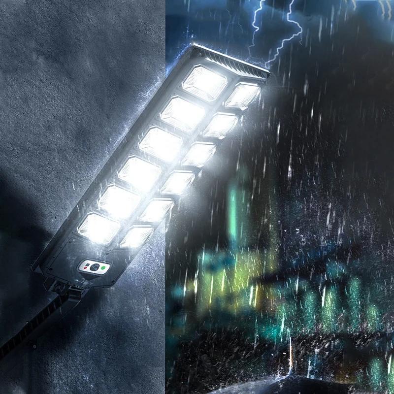 Najmocniejsze Zewnętrzne Lampy Solarnie 3 Tryby Pilot LED Słoneczne Oświetlenie Uliczne 720 LED Wodoodporna Lampa Ogrodowa do Domu i Podwórka