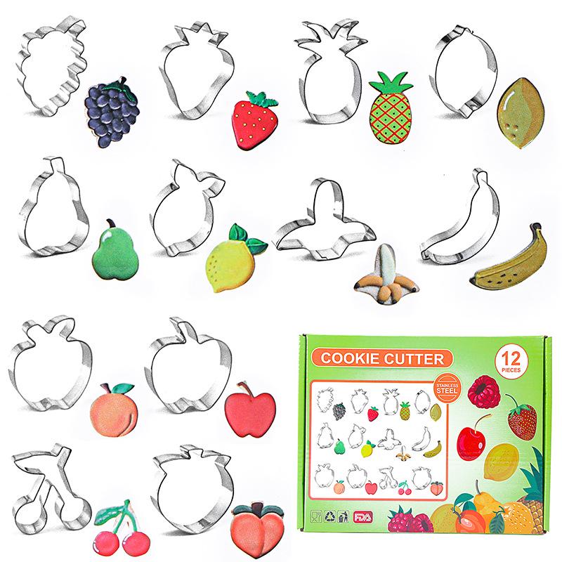 12-Piece Stainless Steel Cookie Cutter Set: Easter, Rabbit, Dinosaur, Christmas