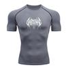Men's Quick Dry Compression Fitness Sport T-shirt, Deathmetal Spiky Thorn Graphic Workout Athletic Shirt for Gym Running Training Active Wear