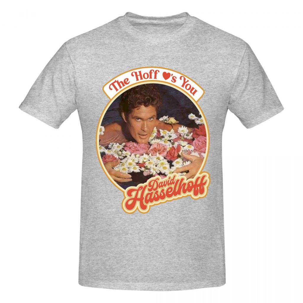 Unisex The Hoff Loves You David Hasselhoff Tričko Vintage Oversized Bavlna Kulatý výstřih Vlastní rukáv Unisex Tričko