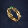 Luxury Female Green Pink Leaf Zircon Jewelry Gold Color Engagement Rings For Women Charm Bride Vintage Promise Wedding Bands