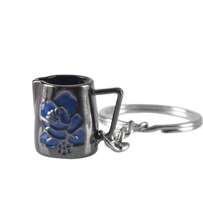 Creative Barista Coffee Tamper Keychain Coffee Machine Handle Moka Pitcher Keyring Portable Coffeeware Espresso Accessories Gift