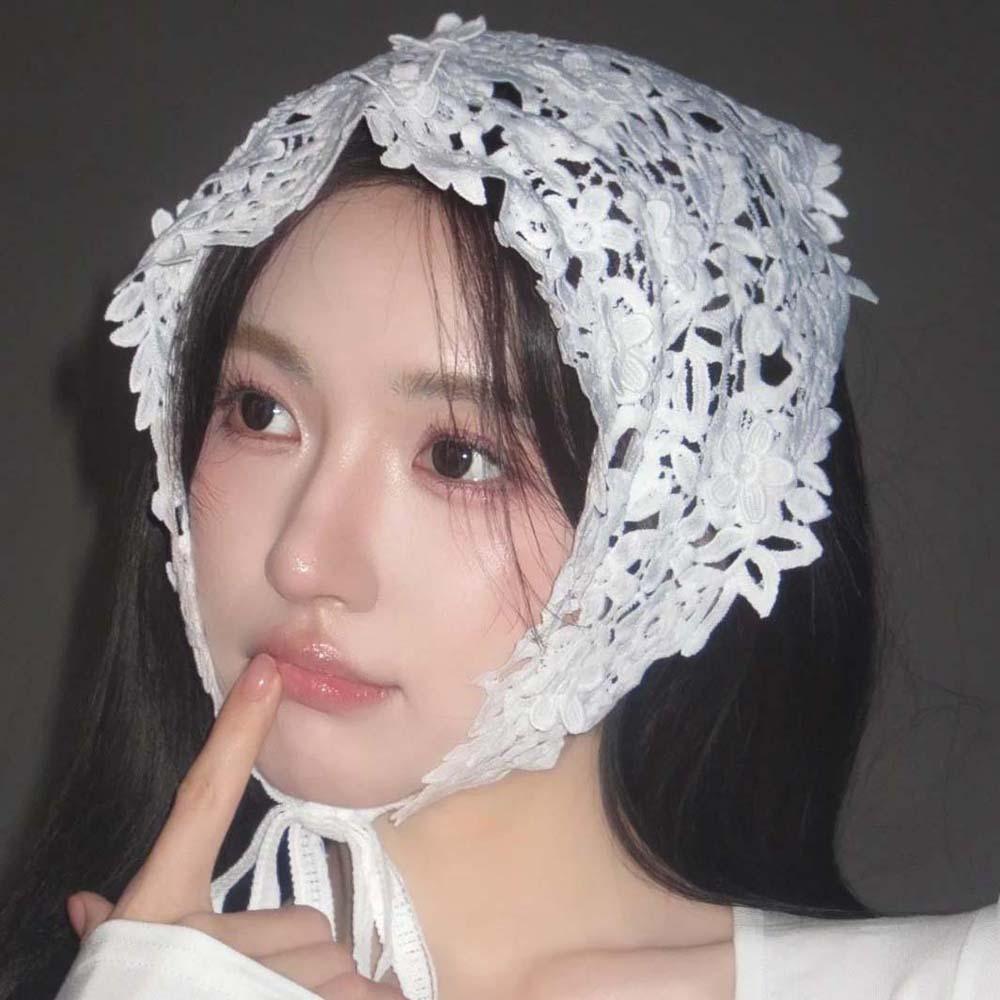 Pastoral Floral Knitted Headband Cotton Bohemian Hair Band Fashion Crochet Bandana  Sunscreen