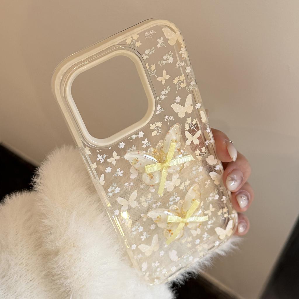 Elegant floral butterfly case suitable for iPhone 17, Apple 15 Pro Max, 16, 13, 11, with a fresh and 3D soft design