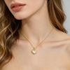18k Gold-Plated Heart & Sun Mother-of-Pearl Necklace Pendant