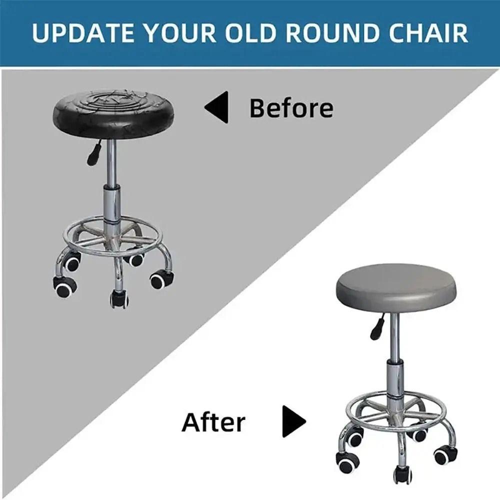 4 Stück PU Leder Runder Stuhl Sitzbezug Wasserdichter Schutz Runder Stuhl Überzug Sessel