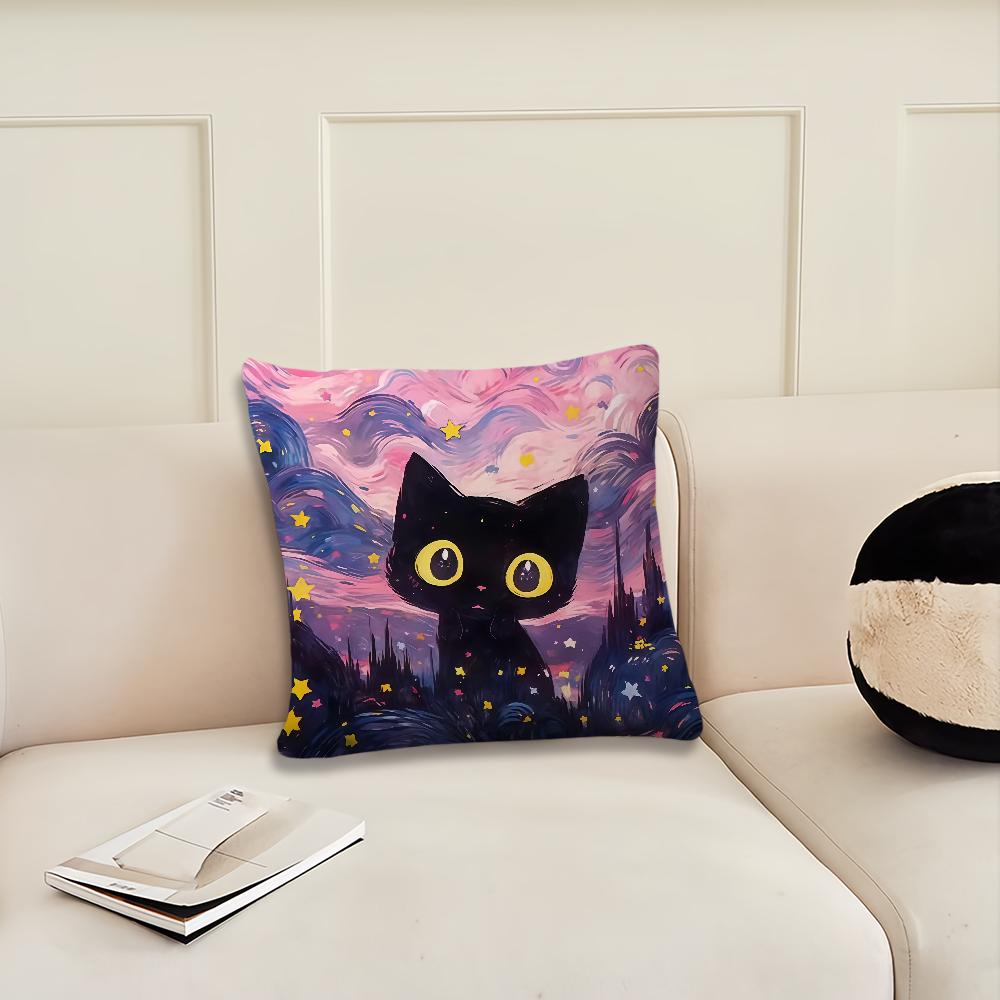 Cartoon Abstrakter Sternenhimmel und Schwarze Kissenhülle Kissenbezug Dekoration Zimmer Haus Sofa Wohnzimmer Büro Auto Nordische Schlichtheit