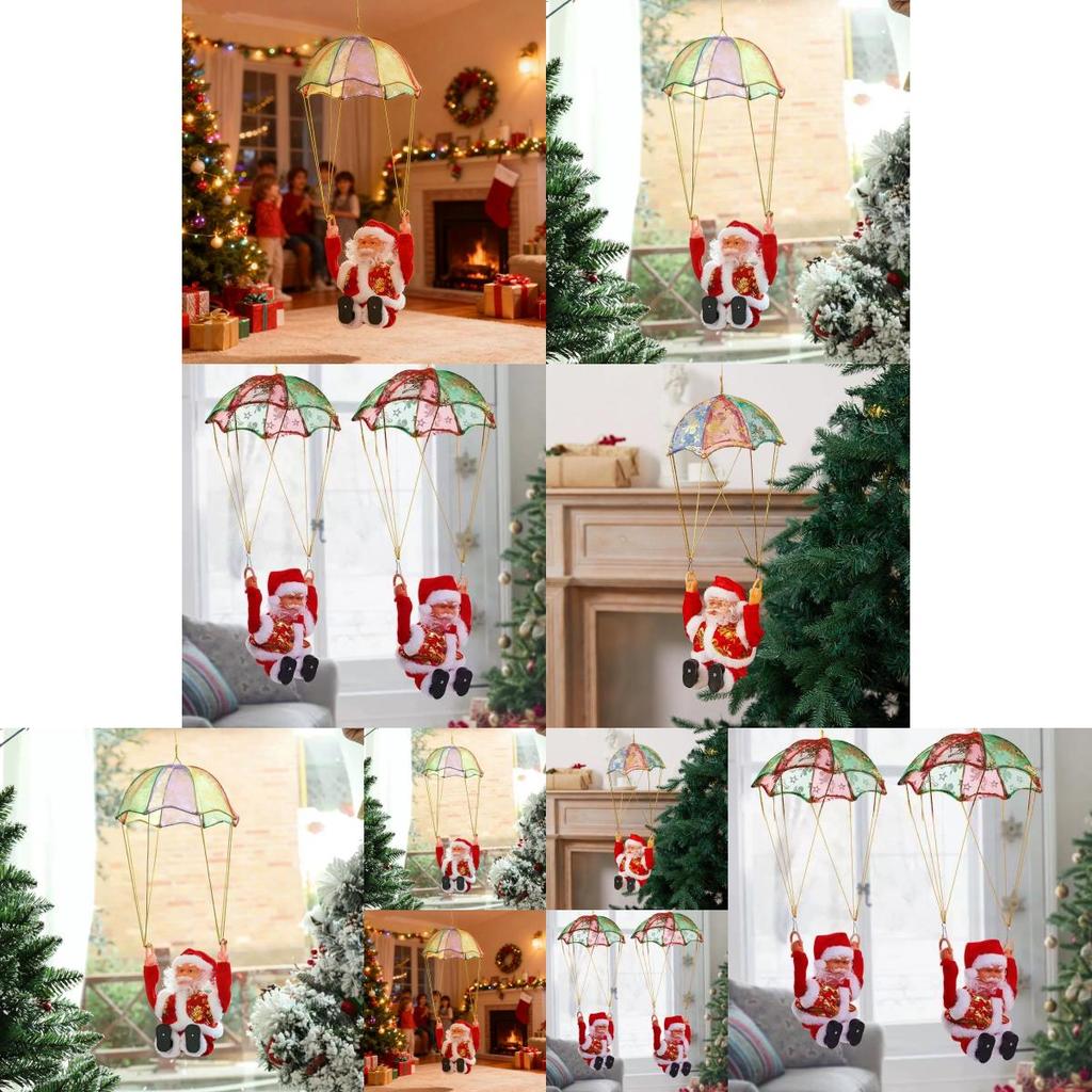 Christmas Santa Electric Parachute Toy With Music And Light For Kids Holiday Decor