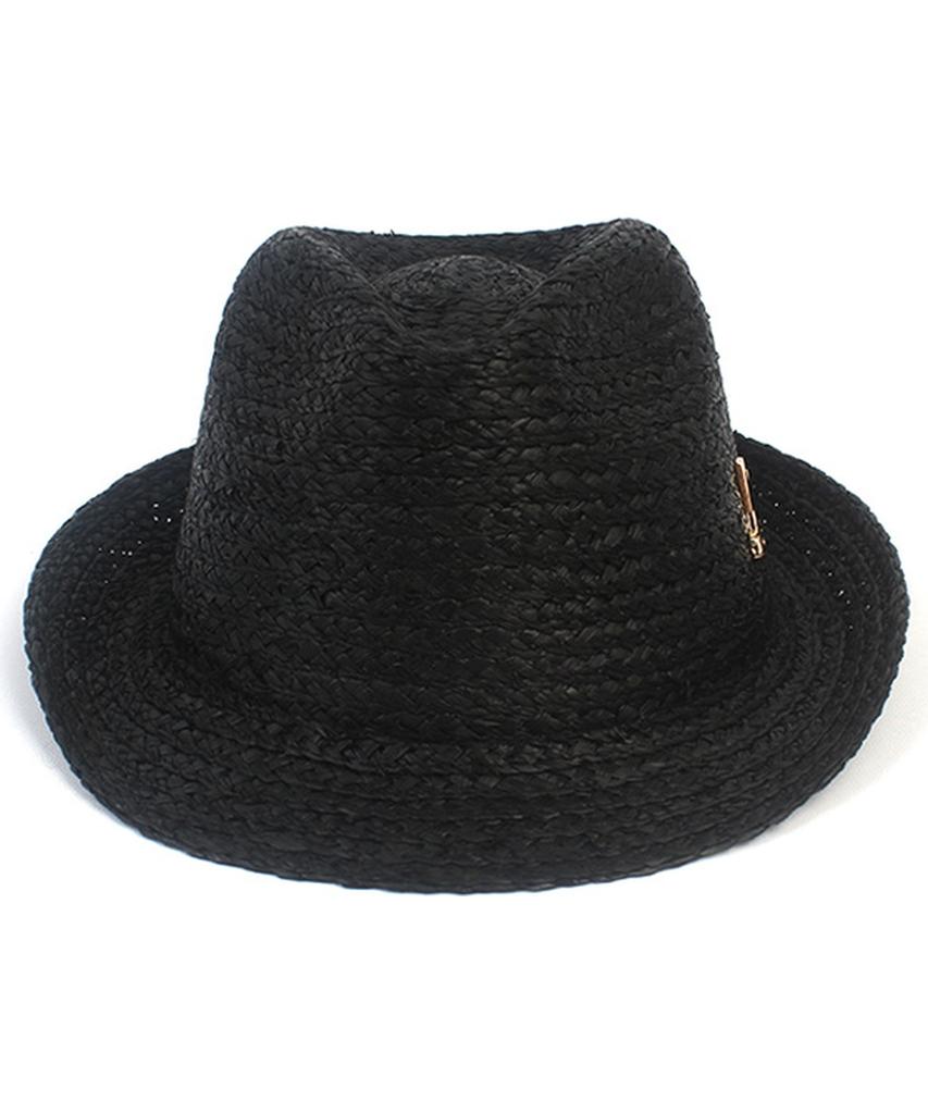 Yunibeosyeolkemiseuteuli Bu Raffia Simple Black Fedora Summer Hat