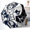 1pc Witch Cats Automatic Open/close Umbrella, 8-Rib Sturdy Structure, Auto Folding/Opening, Portable Travel Umbrella for Women,032
