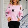 Ladies Fashion Sweater RoundNeck Stars Long Sleeve Knit Pullover Sweater