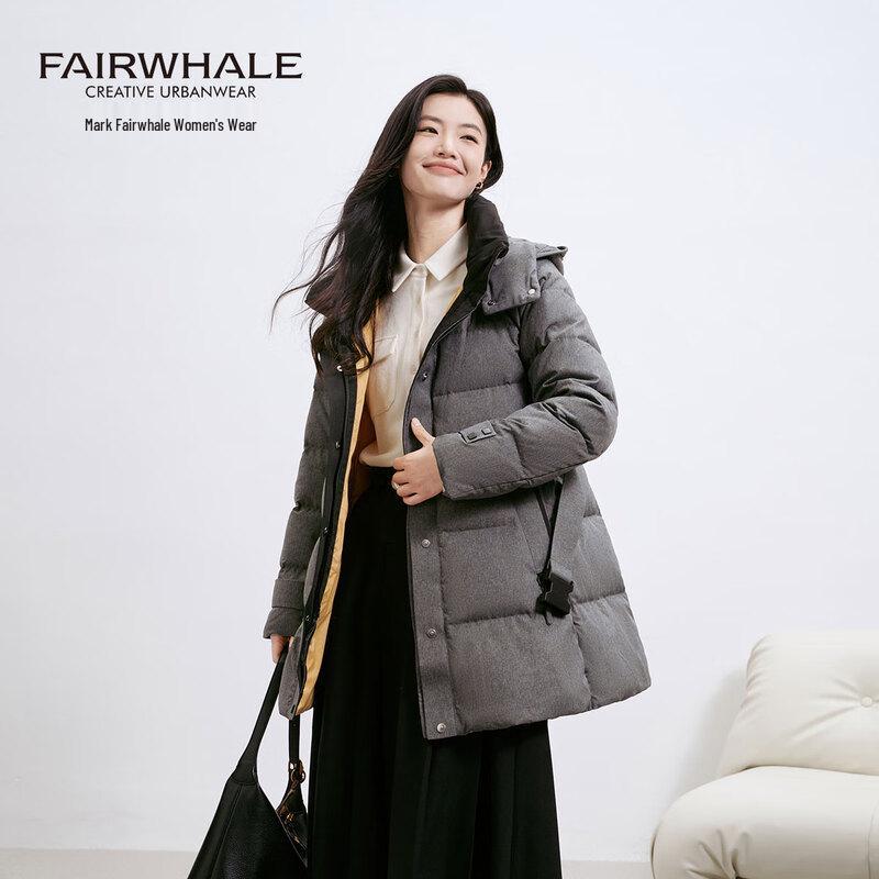 Mark Fairwhale Women's Workwear Style Waist-Cinching Hooded Down Jacket