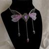 Enchanted Faerie Queen Necklace Wing Charm Goth Aesthetic Fashion Necklaces Y2k Summer   Jewelry