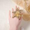 Exaggerated Fashion Personality Trend Alloy Large Flower Live Opening Ring Simple Niche Versatile Model