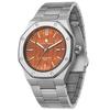 SAPPHERO Chronograph Stainless 50M Water Date Men's Watch, Steel, Resistant, Stylish, Business, Quartz, Analog, Display, Silver/Amber