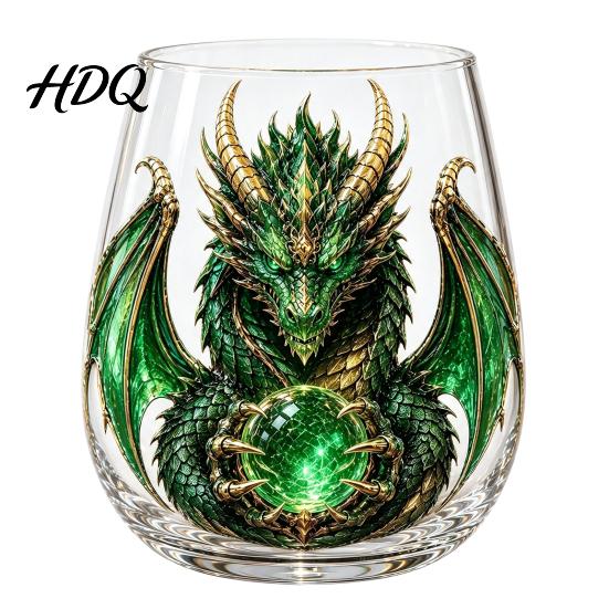 Bar Display Collection Items Mythic Dragon Glass Art Cup 3D Sculpted Drinking with Crystal Ball Unique Whiskey Tasting Cups 400ml Fantasy