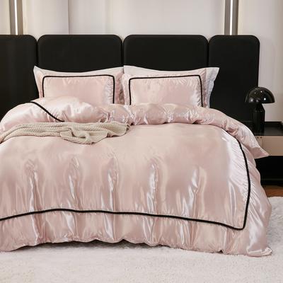3PCS Satin Duvet Cover Set Silk White Black And Pink Bedding Comforter Cover Silky Luxury Silky Bed Set Soft for All Season