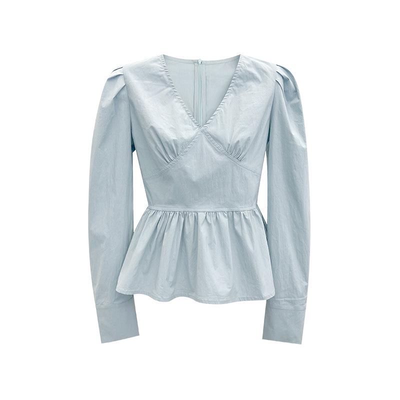 

Стильная приталенная блузка с V-образным вырезом на весну 2024 года для женщин - Тринадцать линий C0511 Small синий