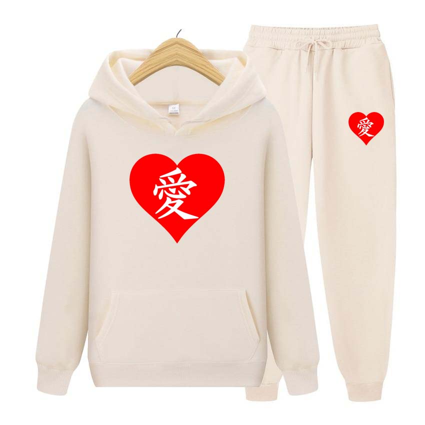 Módní potisk 2dílná sada Dvoudílná sada Potisk Pánské Dámské Mikiny Teplákové soupravy Jogger kalhoty silné Teplé oblečení Pánské