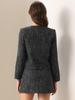 Allegra K Women's Elegant Two-Piece Tweed Blazer and Skirt Suit for Work, Black, Size M