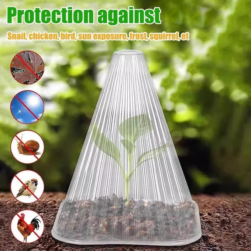 100PCS Gardening Greenhouse Plant Covers Transparent Garden Cloches for Plants Reusable Bell Plant Cover Plastic Small Plant Seedling Protector