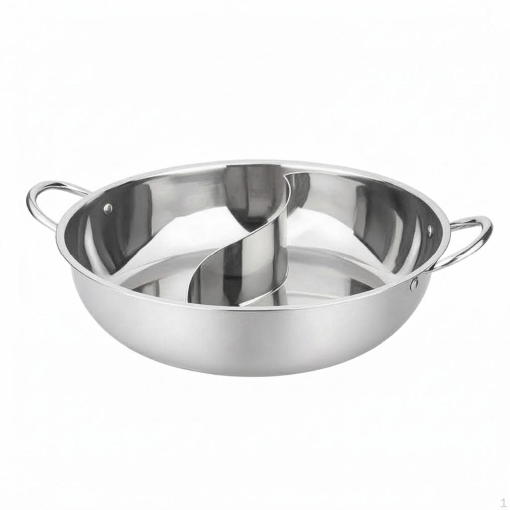 Divided Pot with Ladles Stainless Steel TwoFlavor Cookware for Families,